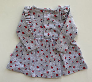 Marquise baby girl size newborn grey bodysuit dress red cherries, VGUC