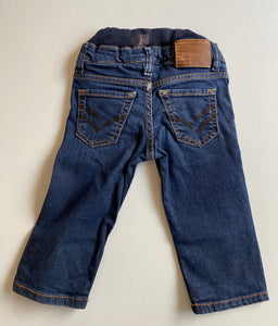 Polarn O. Pyret Sweden baby boy size 6-9 months pull on dark blue jeans, VGUC