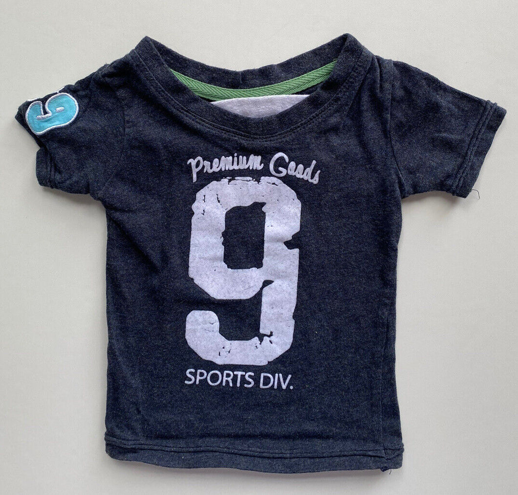 Milky baby size 0-3 months grey blue short sleeve t-shirt sports, VGUC