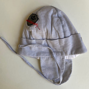 Berlingot unisex baby size 18-24 months grey white stripe beanie hat, EUC