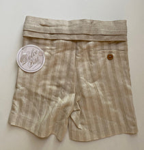 Load image into Gallery viewer, Dolce Petit kids size 5 years beige stripe linen blend high waisted shorts, BNWT
