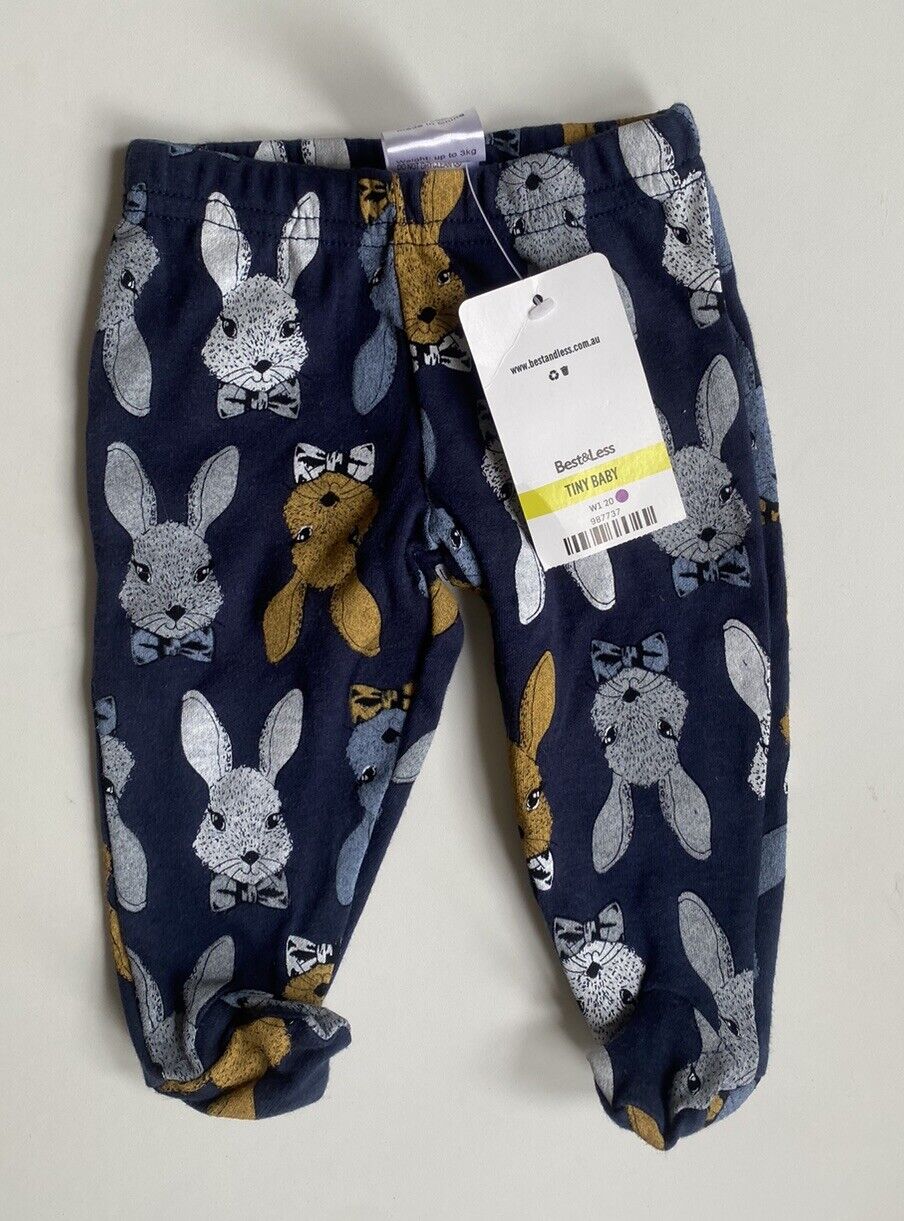 Baby Berry baby size tiny baby 00000 blue footed leggings pants bunnies, BNWT