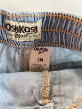 Load image into Gallery viewer, Osh Kosh B&#39;Gosh baby girl size 0-3 months pale blue denim shorts palm trees VGUC
