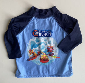 Kangaroo Beach baby size 12-18 months blue rash vest swimwear, VGUC