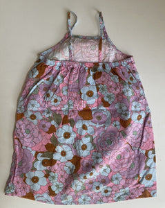 Cotton On Kids girls size 7 pink blue retro floral Summer dress, VGUC