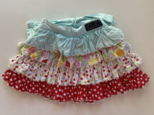 Load image into Gallery viewer, Oobi baby girl size 1-2 years red blue pink spotted tiered skirt, VGUC
