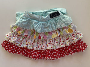 Oobi baby girl size 1-2 years red blue pink spotted tiered skirt, VGUC