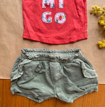 Load image into Gallery viewer, Target baby girl size 0-3 months red t-shirt green shorts bundle set, EUC
