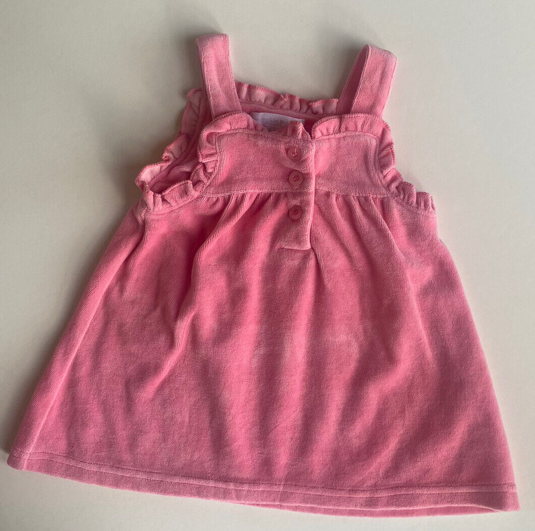 Pumpkin Patch baby girl size 0-3 months pink velour sleeveless dress, EUC