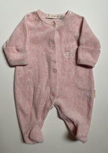 Load image into Gallery viewer, Le Bon baby girl size newborn pink velour one-piece giraffe, VGUC
