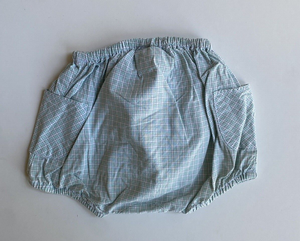 Jacadi baby size 0-3 months blue check drawstring cotton bloomers pants, VGUC