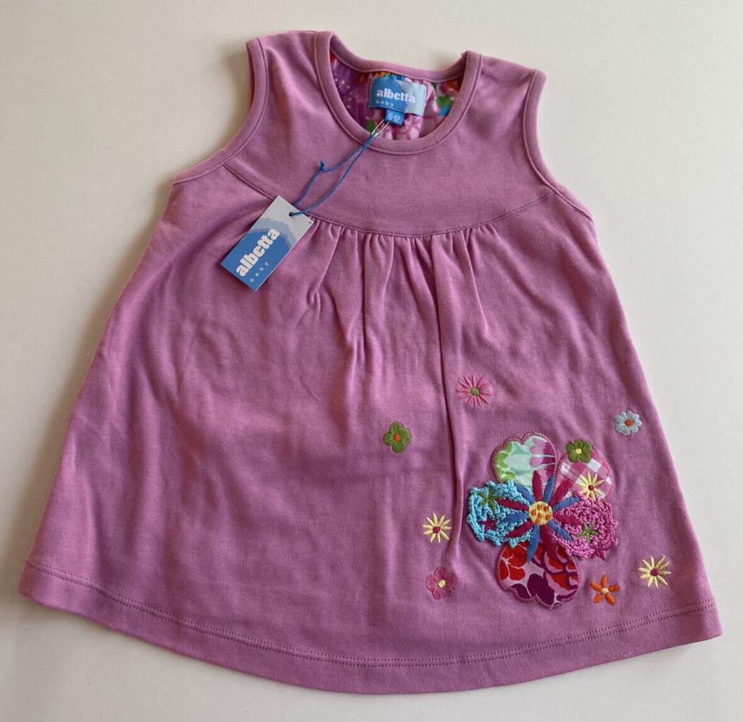 Albetta baby girl size 6-12 months purple sleeveless floral dress