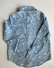 Load image into Gallery viewer, Seed Heritage kids size 10 light blue denim button up shirt white stars, VGUC
