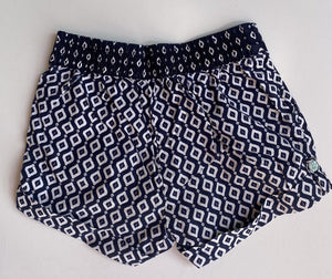 Cotton On Kids girls size 4 navy blue white patterned elastic waist shorts, VGUC