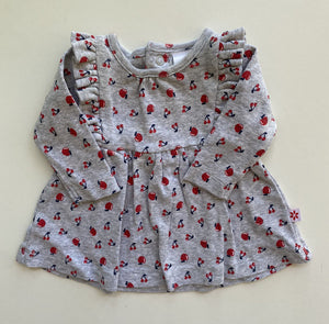 Marquise baby girl size newborn grey bodysuit dress red cherries, VGUC