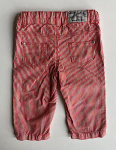 Petit Bateau baby boy size 3-6 months red white pinstripe jeans pants, EUC