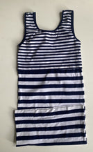 Load image into Gallery viewer, Ripe Maternity women&#39;s size S navy blue white stripe stretch tank dress, EUC
