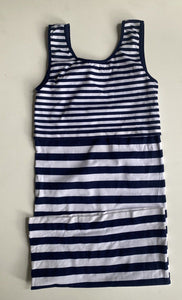 Ripe Maternity women's size S navy blue white stripe stretch tank dress, EUC