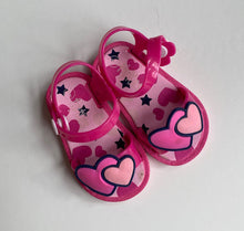 Load image into Gallery viewer, Tiptoes baby girl size 1 pink jelly sandals hearts shoes, VGUC
