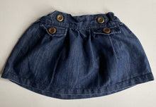 Load image into Gallery viewer, Next kids girls size 3-4 years blue denim elastic waist skirt buttons, VGUC
