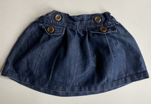 Next kids girls size 3-4 years blue denim elastic waist skirt buttons, VGUC