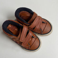 Load image into Gallery viewer, Converse infant size 4 US/4 UK/20 EUR brown leather high top sneakers shoes VGUC
