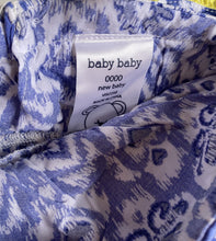 Load image into Gallery viewer, Baby Baby girl size newborn blue patterned romper one-piece, VGUC
