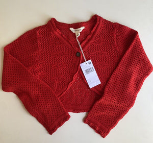 Pumpkin Patch kids girls size 7 red crochet knit cardigan jumper, BNWT