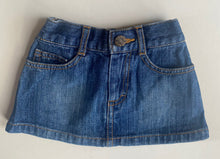 Load image into Gallery viewer, Bonds baby girl size 3-6 months blue denim mini skirt elastic waist, VGUC
