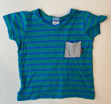 Load image into Gallery viewer, Bonds baby size 0-3 months green blue stripe short sleeve t-shirt pocket, VGUC
