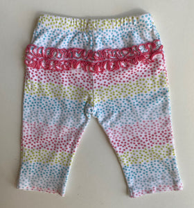 Vitamins baby girl size 3-6 months pink green spotted ruffle leggings pants VGUC