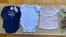 Load image into Gallery viewer, Target baby girl size 0-3 months x3 long sleeve t-shirts blue pink stars, VGUC
