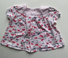 Load image into Gallery viewer, Elle baby girl size 3-6 months pale pink butterfly button up flounce top, VGUC
