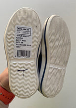 Load image into Gallery viewer, Seed kids boys size 26 navy blue stripe canvas flat pull on shoe, BNWT
