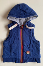 Load image into Gallery viewer, Candy Stripes baby boy size 3-6 months blue hooded zip up vest warm, VGUC
