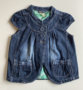 Pumpkin Patch kids girls size 7 blue denim short sleeve jacket cardigan, GUC