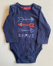 Load image into Gallery viewer, Sprout baby size 0-3 months navy blue long sleeve bodysuit arrows, VGUC
