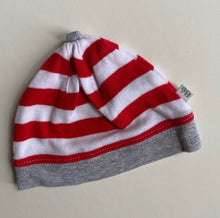 Load image into Gallery viewer, Bebe by Minihaha baby size XXS red white stripe beanie hat, VGUC
