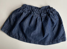 Load image into Gallery viewer, Next kids girls size 3-4 years blue denim elastic waist skirt buttons, VGUC
