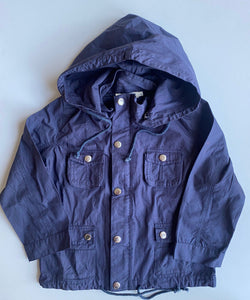 French Soda kids size 4 navy blue hooded light button up jacket coat, VGUC