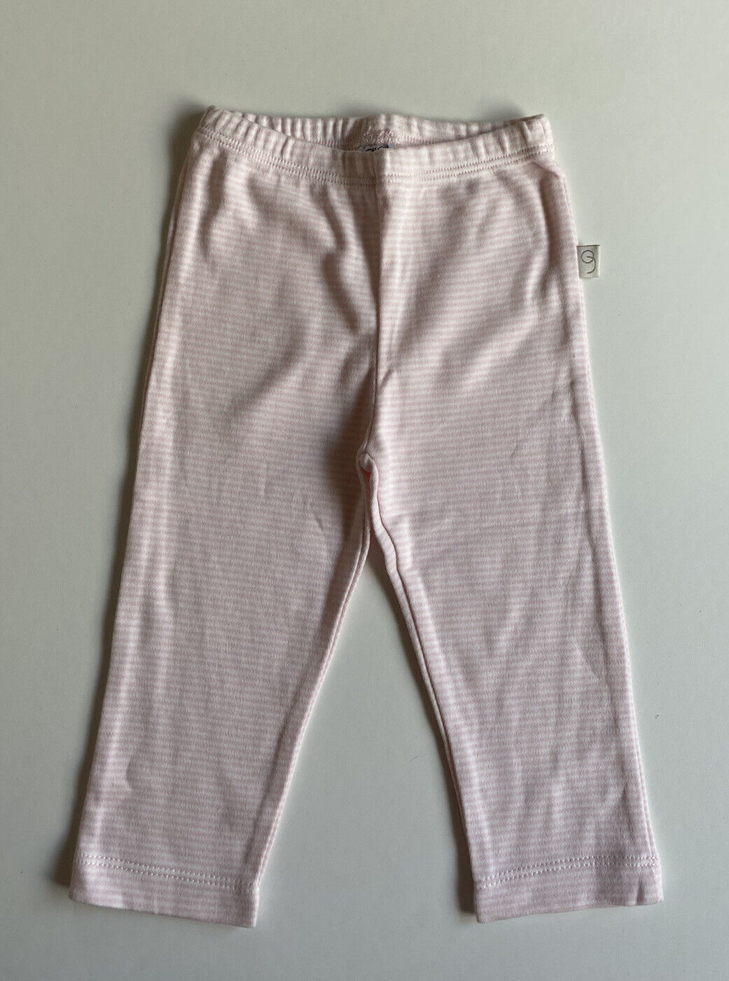 Gaia baby girl size 3-6 months pink white stripe leggings pants, VGUC