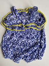 Load image into Gallery viewer, Baby Baby girl size newborn blue patterned romper one-piece, VGUC
