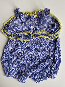 Baby Baby girl size newborn blue patterned romper one-piece, VGUC