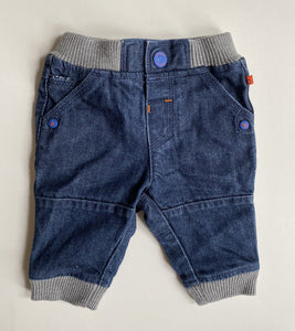 Ted Baker baby size 3-6 months pull on blue jeans pants elastic waist, VGUC