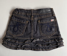 Load image into Gallery viewer, Gumboots kids girls size 5-6 dark blue denim mini skirt frills, VGUC
