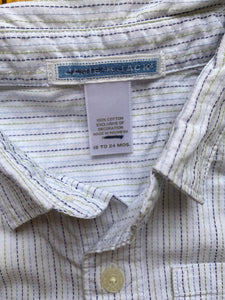 Janie and Jack baby boy size 18-24 months white striped collared shirt green EUC