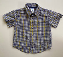 Load image into Gallery viewer, Old Navy kids boys toddler size 2 blue yellow check button up shirt, VGUC
