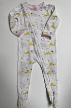 Load image into Gallery viewer, Sprout baby girl size 6-12 months white zip one-piece cheetahs rainbows, GUC
