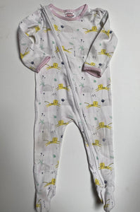 Sprout baby girl size 6-12 months white zip one-piece cheetahs rainbows, GUC