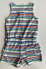 Load image into Gallery viewer, Seed kids girls size 6 white multicoloured stripe Terry towelling playsuit, VGUC
